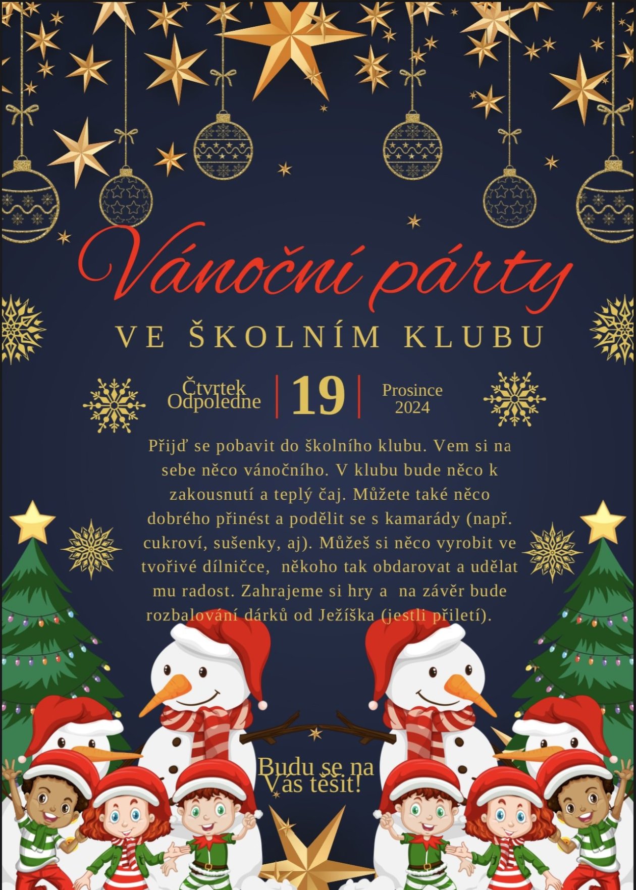 Vánoční “PÁRTY” ve školním klubu 19.12.2024